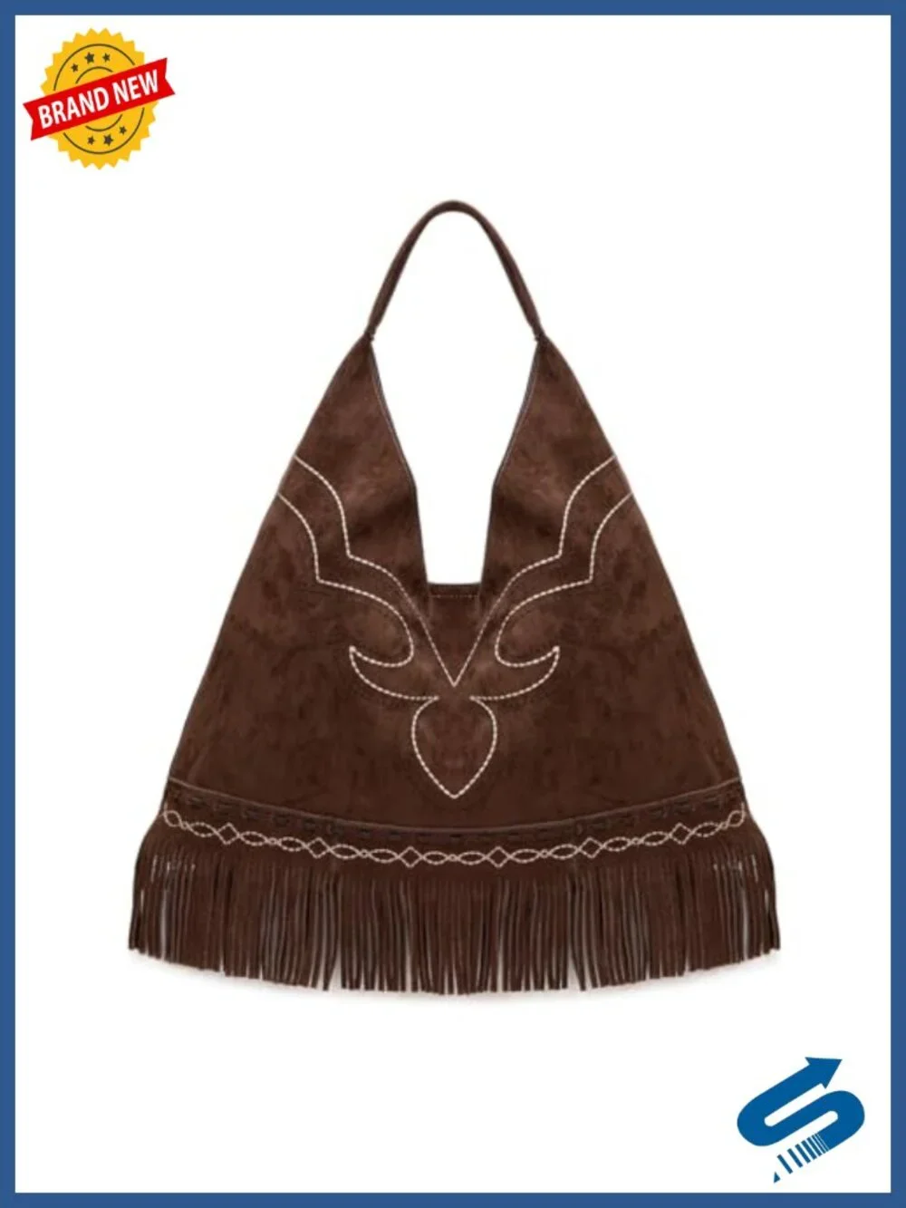 Large Suede Hobo Bag Women Western Fringe Shoulder Purse